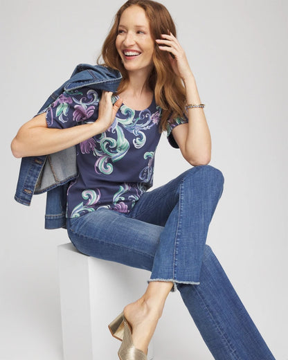 Chico's Women | Tulip Sleeve Pima Tee TEAL SHADOW