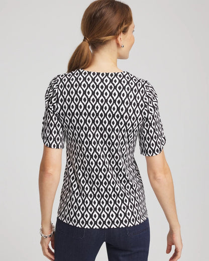 Chico's Women | Printed Pima Elbow Sleeve Tee BLACK