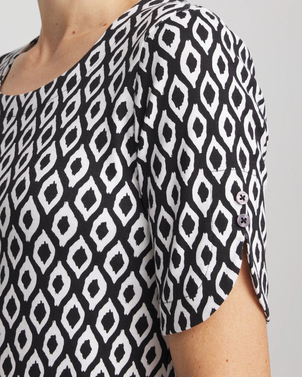 Chico's Women | Printed Pima Elbow Sleeve Tee BLACK