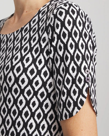 Chico's Women | Printed Pima Elbow Sleeve Tee BLACK