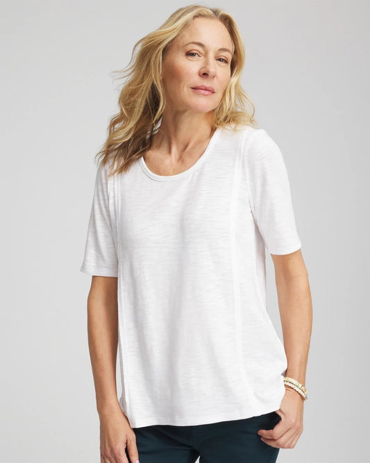Chico's Women | Slub Paneled Elbow Tee ALABASTER