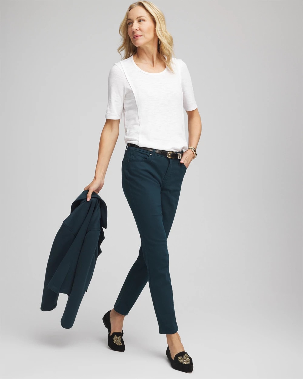 Chico's Women | Slub Paneled Elbow Tee ALABASTER