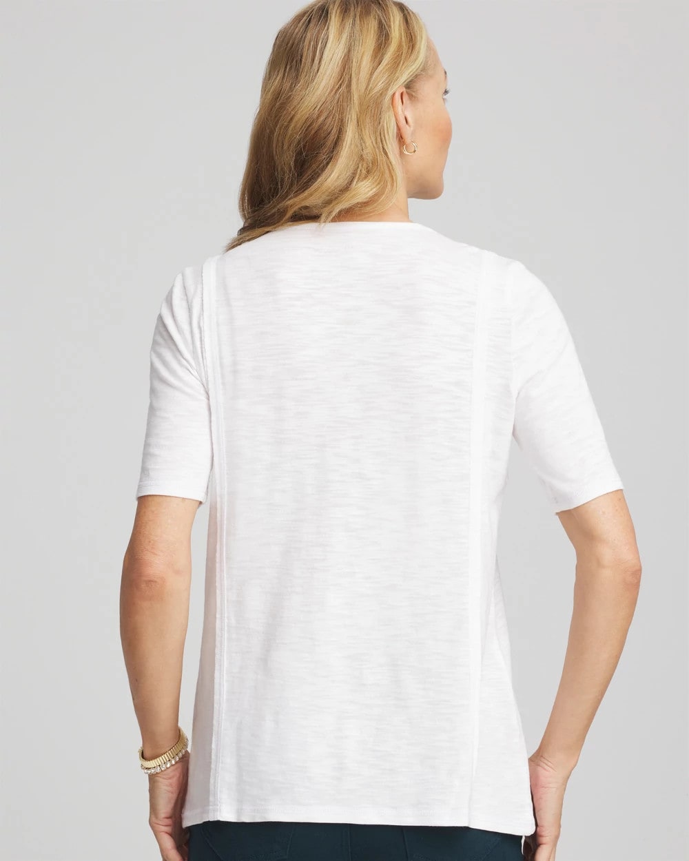 Chico's Women | Slub Paneled Elbow Tee ALABASTER