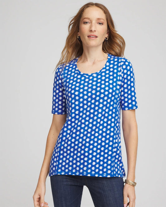 Chico's Women | Printed Slub Short Sleeve Tee AZURE