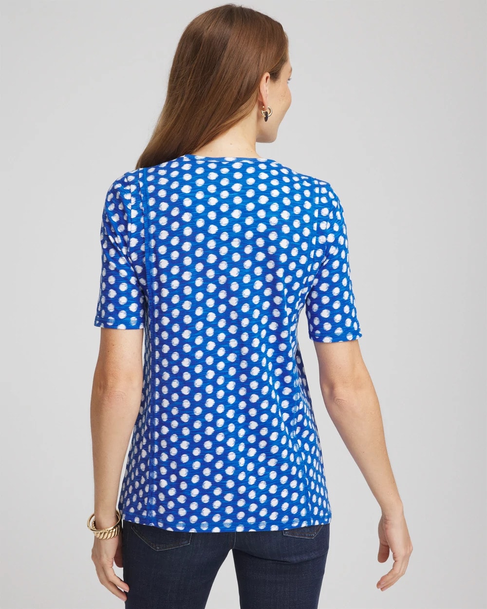 Chico's Women | Printed Slub Short Sleeve Tee AZURE