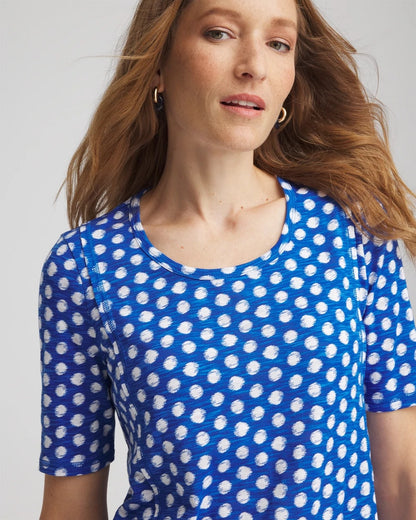 Chico's Women | Printed Slub Short Sleeve Tee AZURE
