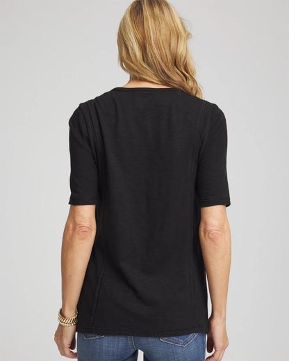 Chico's Women | Slub Paneled Elbow Tee BLACK
