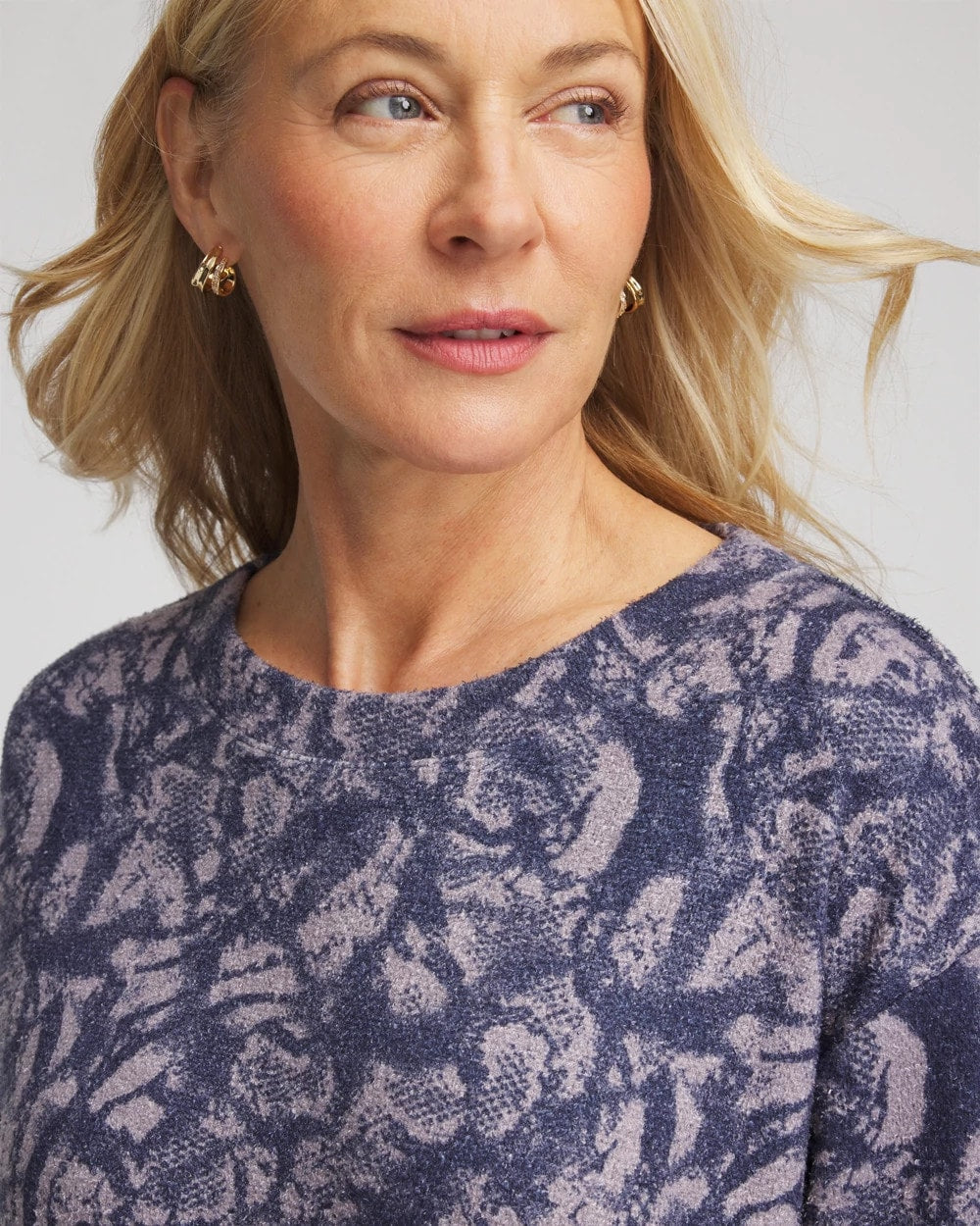 Chico's Women | Animal Cozy Crewneck Tee INDIGO SKY