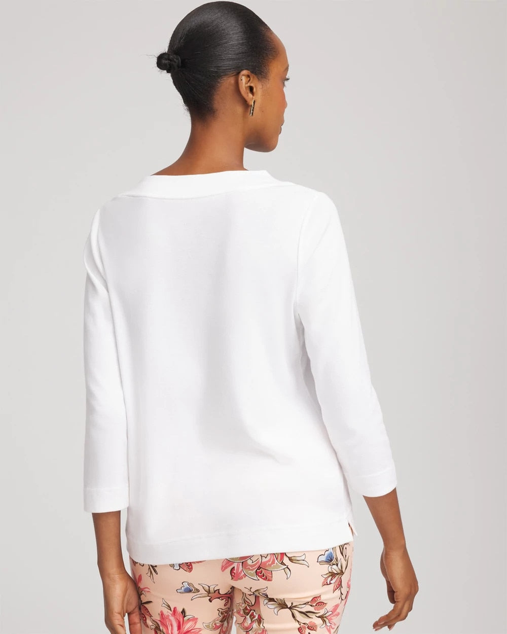 Chico's Women | Short Pima 3/4 Sleeve Tee ALABASTER
