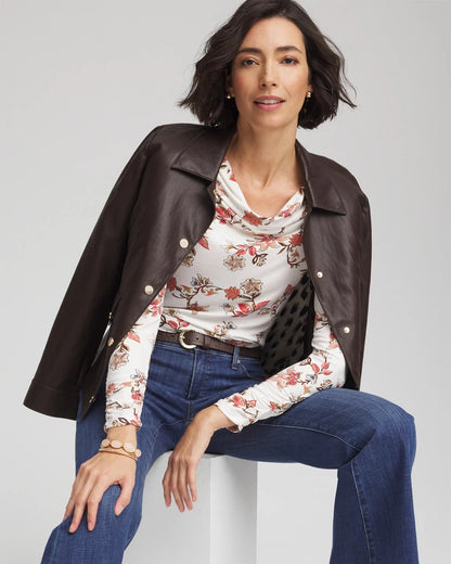 Chico's Women | Touch of Cool™ Long-Sleeved Cowlneck Tee ECRU