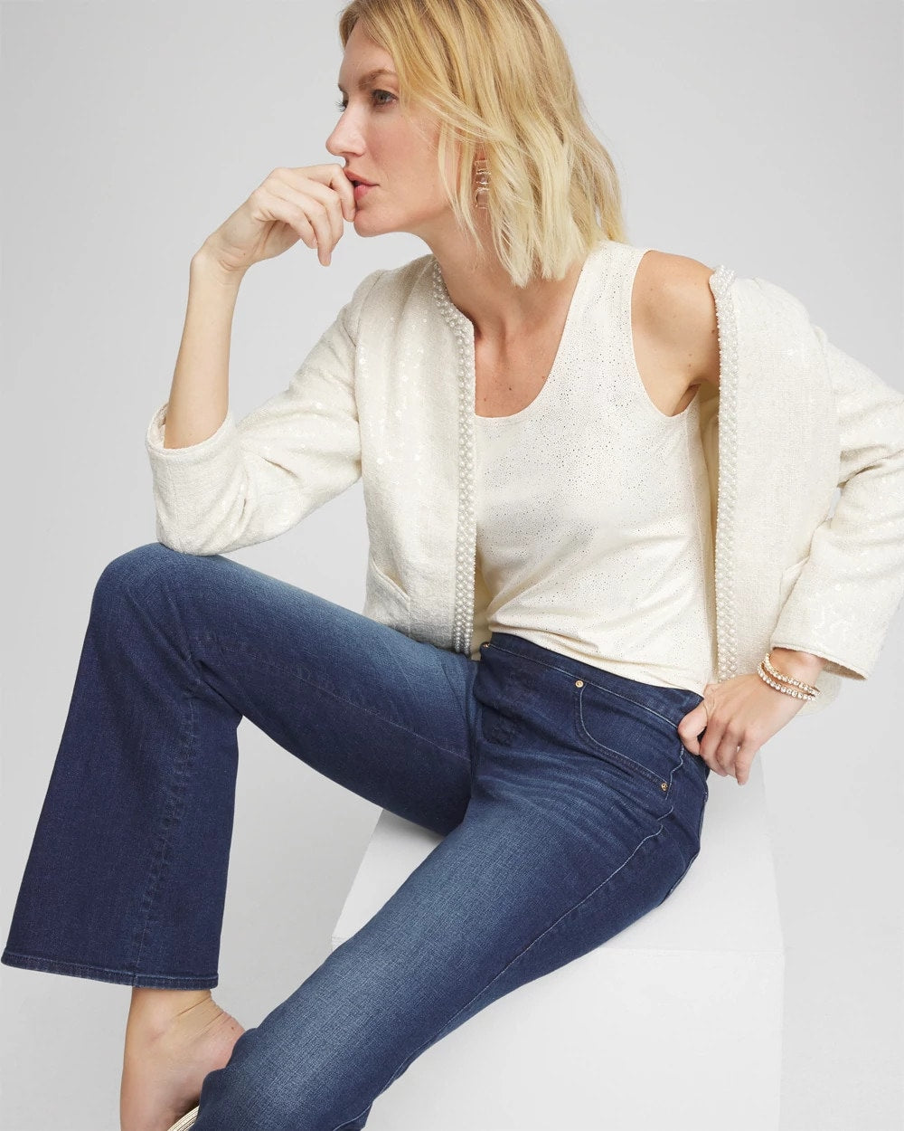 Chico's Women | Foiled Microfiber Tank ENGLISH CREAM