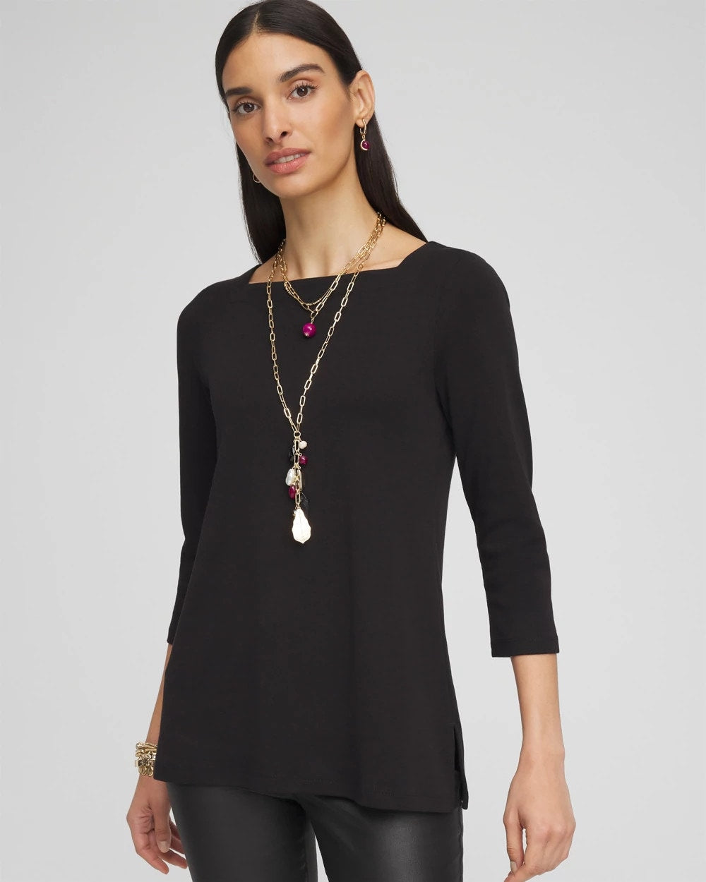Chico's Women | Pima Cotton Square-Neck Tunic BLACK