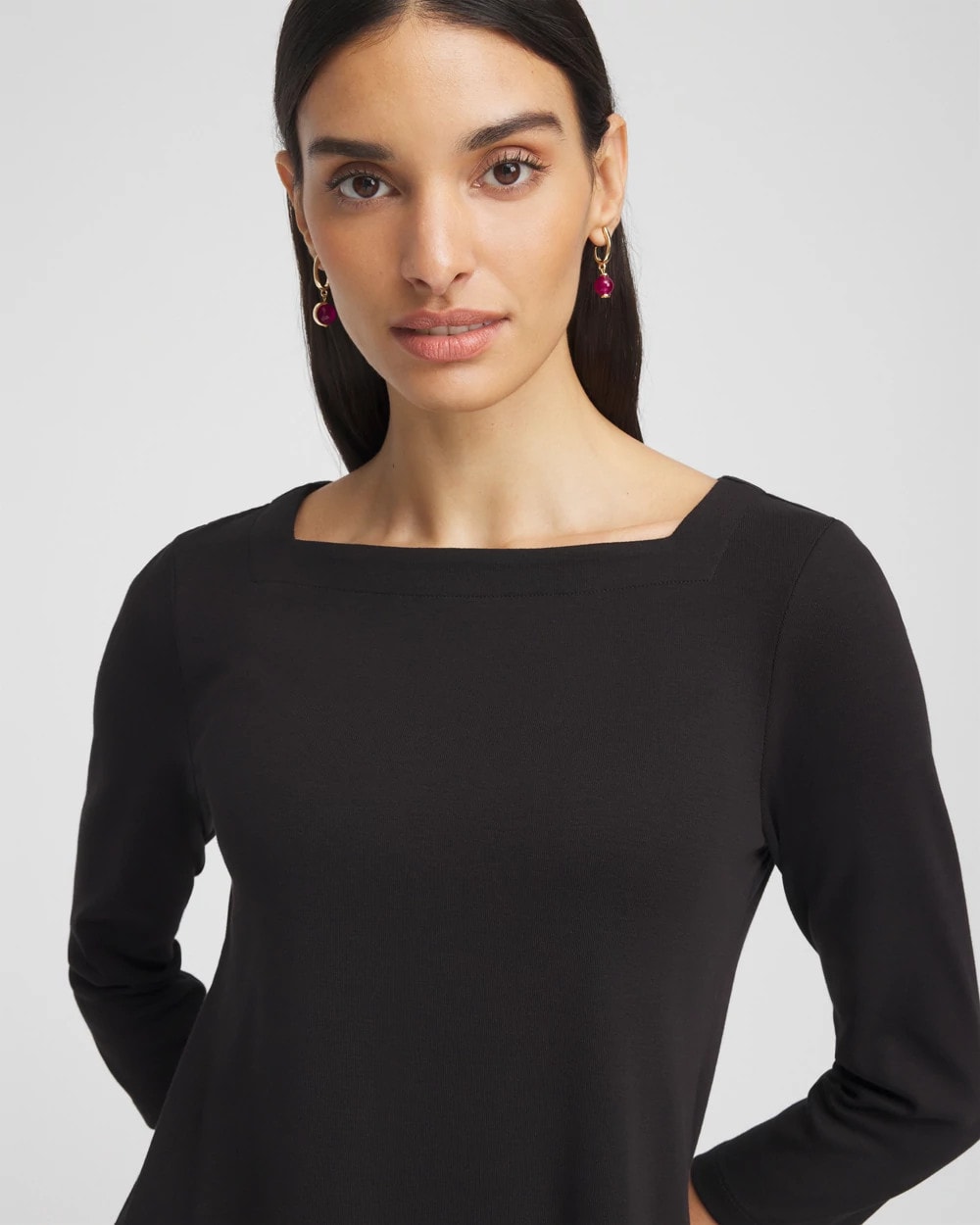 Chico's Women | Pima Cotton Square-Neck Tunic BLACK