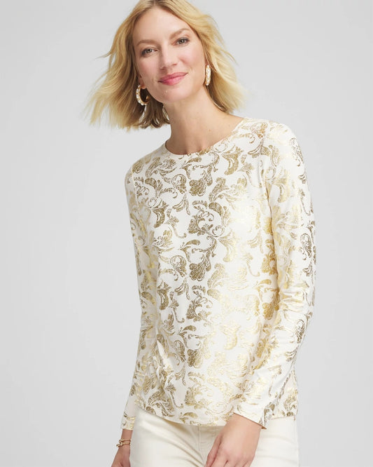 Chico's Women | Touch of Cool™ Foiled Layering Tee ECRU