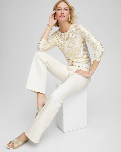 Chico's Women | Touch of Cool™ Foiled Layering Tee ECRU