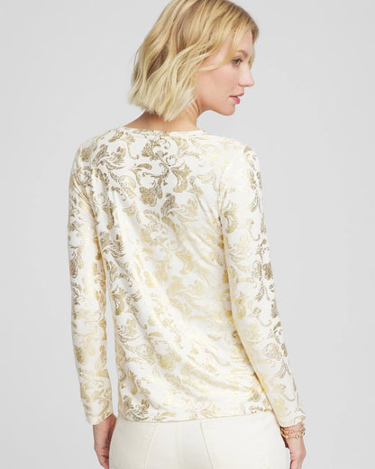 Chico's Women | Touch of Cool™ Foiled Layering Tee ECRU