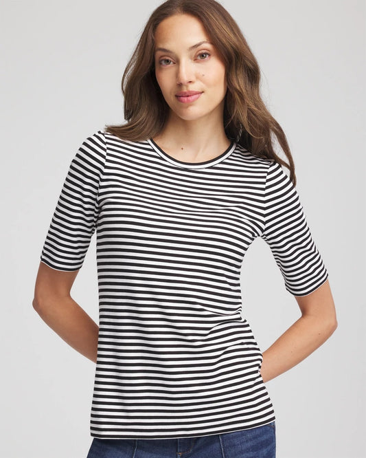 Chico's Women | Touch of Cool™ Elbow-Sleeve Tee BLACK