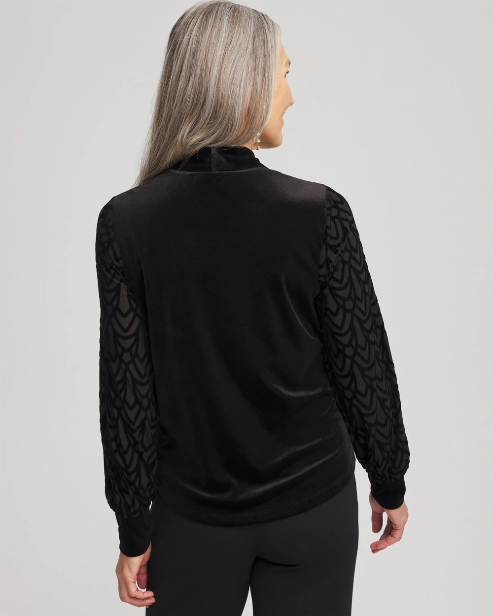 Chico's Women | Art Deco Velvet Burnout Top BLACK