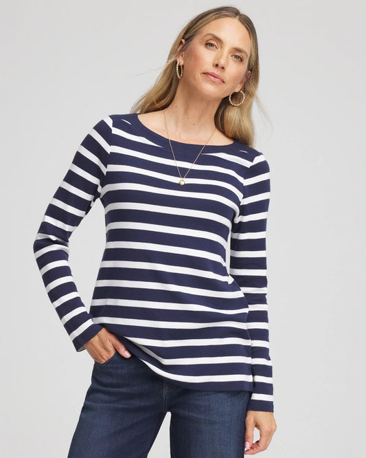 Chico's Women | Stretch Cotton Boatneck Tunic PASSPORT BLUE