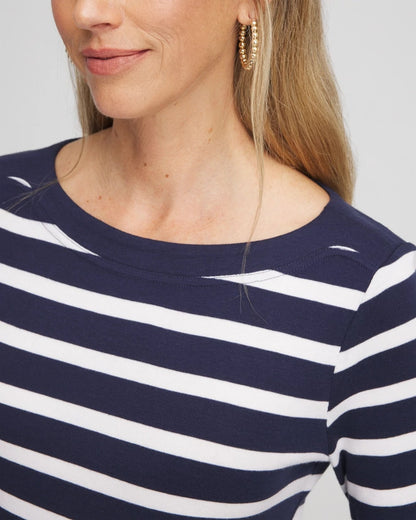 Chico's Women | Stretch Cotton Boatneck Tunic PASSPORT BLUE