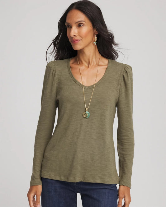 Chico's Women | Slub Puff-Sleeve Tee NETTLE LEAF