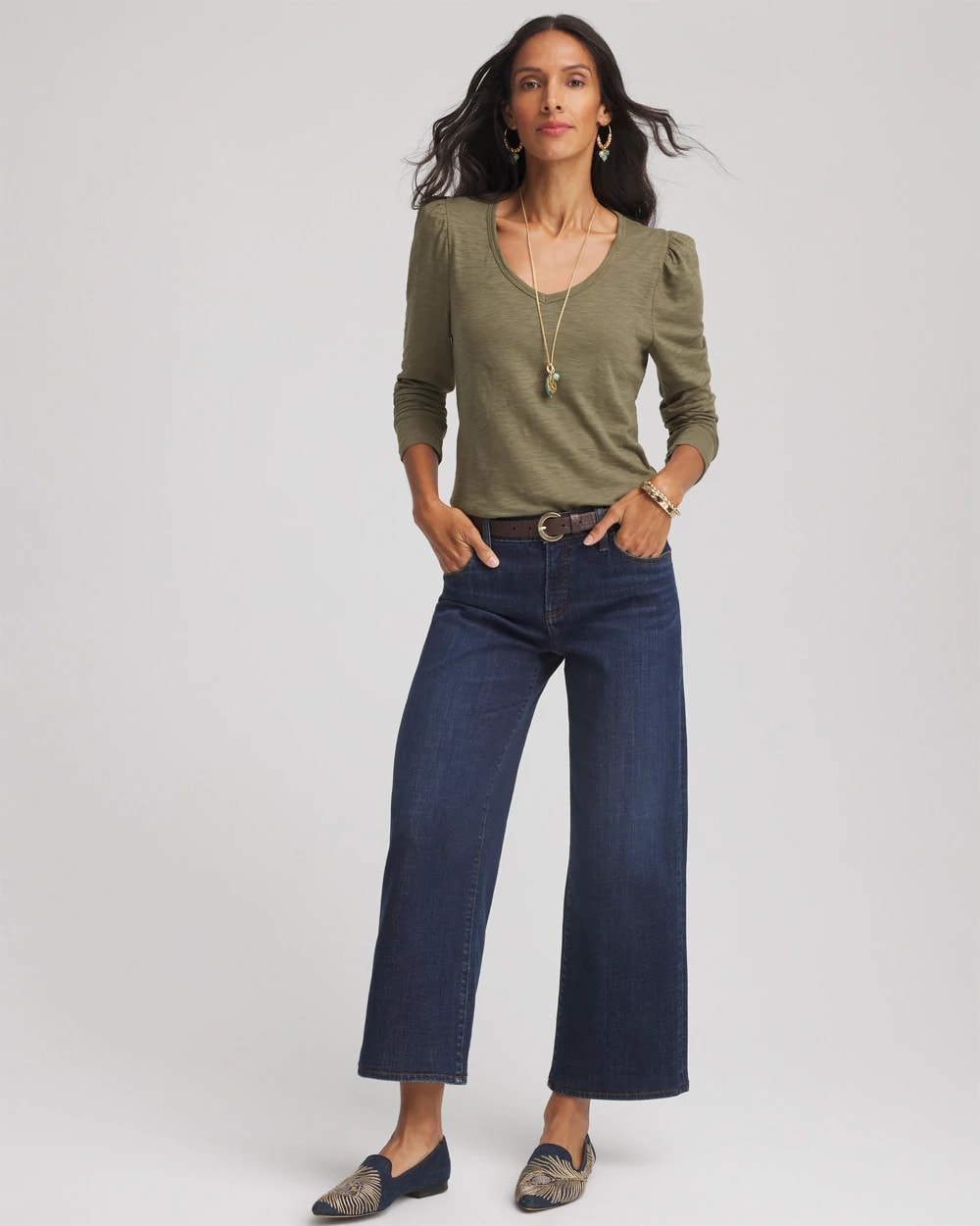 Chico's Women | Slub Puff-Sleeve Tee NETTLE LEAF