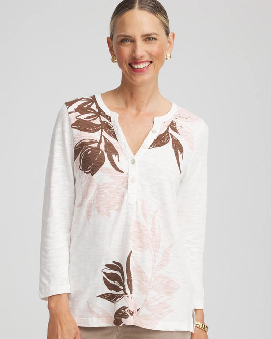 Chico's Women | Slub Splitneck Henley Tee ROSE SMOKE