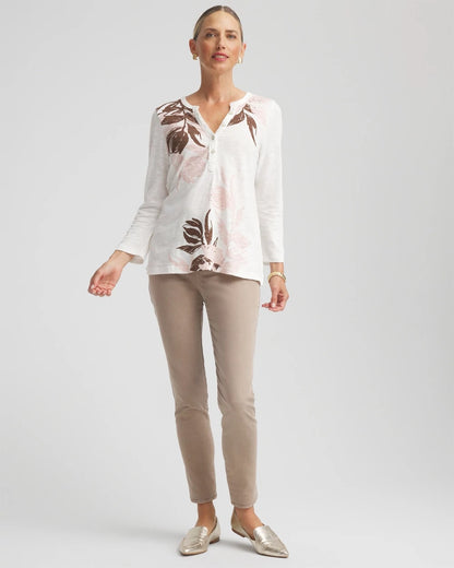 Chico's Women | Slub Splitneck Henley Tee ROSE SMOKE