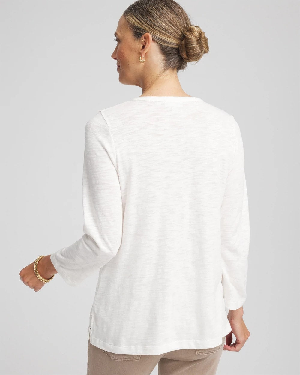 Chico's Women | Slub Splitneck Henley Tee ROSE SMOKE