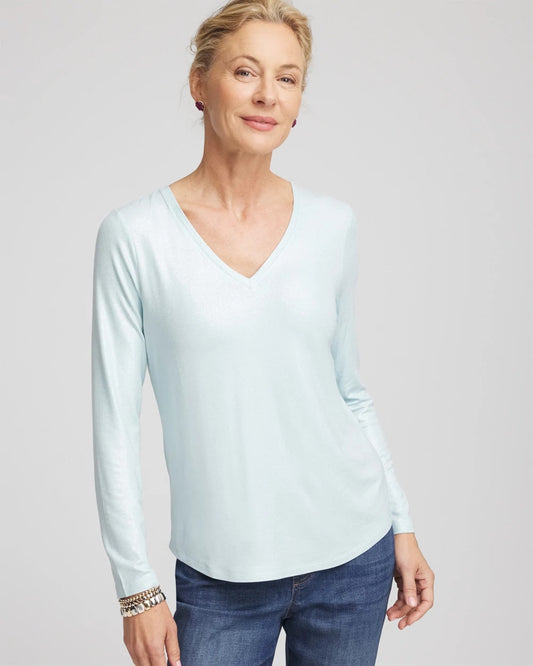 Chico's Women | Foiled Touch of Cool™ Layering Tee BLUE MENTHE