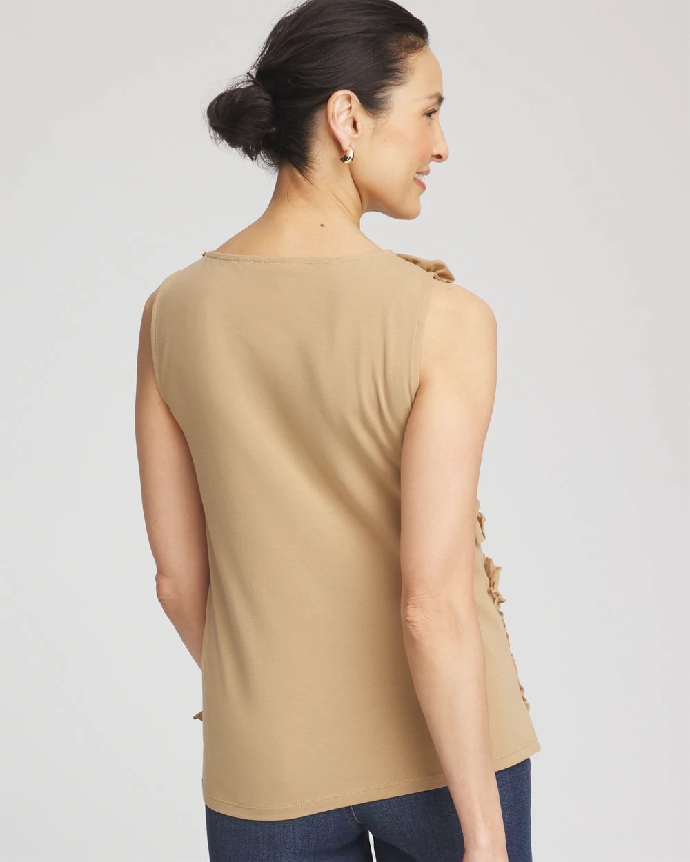 Chico's Women | Sleeveless Ruffle-Appliqué Tank Top CAFE AROMA