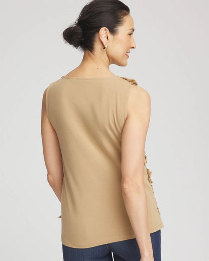 Chico's Women | Sleeveless Ruffle-Appliqué Tank Top CAFE AROMA