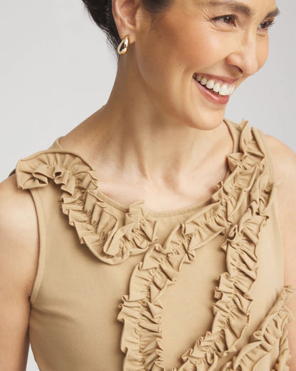 Chico's Women | Sleeveless Ruffle-Appliqué Tank Top CAFE AROMA