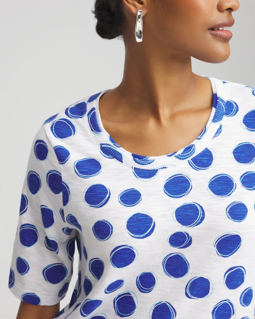 Chico's Women | Polka-Dot Slub Short Sleeve Tee ALABASTER