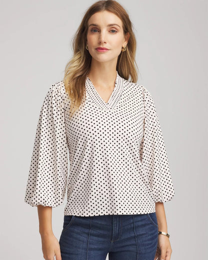 Chico's Women | Bubble-Sleeve Smocked Top ENGLISH CREAM