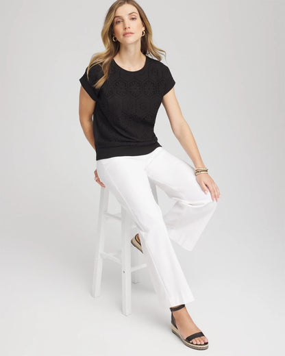 Chico's Women | Crocheted Cotton-Blend Shirt BLACK