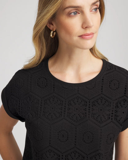 Chico's Women | Crocheted Cotton-Blend Shirt BLACK