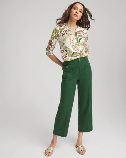 Chico's Women | Tropical Cotton Slub Henley Shirt ECRU