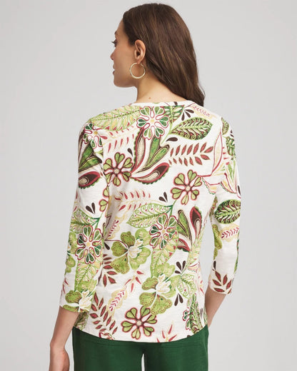 Chico's Women | Tropical Cotton Slub Henley Shirt ECRU