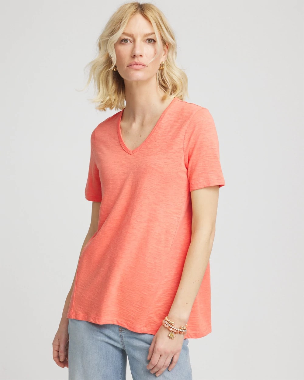 Chico's Women | Slub V-Neck Tee SUNSET PEACH