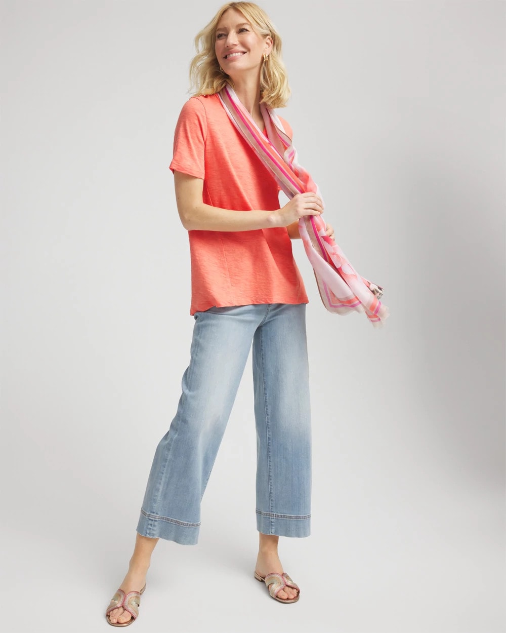 Chico's Women | Slub V-Neck Tee SUNSET PEACH