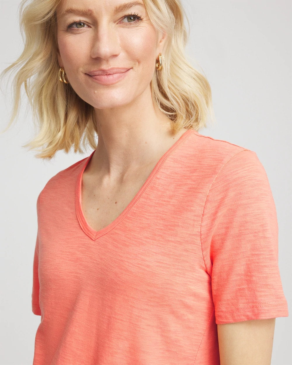Chico's Women | Slub V-Neck Tee SUNSET PEACH