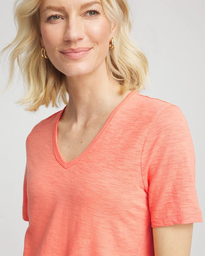 Chico's Women | Slub V-Neck Tee SUNSET PEACH
