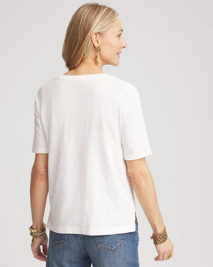 Chico's Women | Slub Scoop Neck Tee ALABASTER