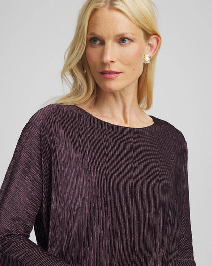 Chico's Women | Crinkle Velvet Banded-Bottom Top NIGHT BLOOM
