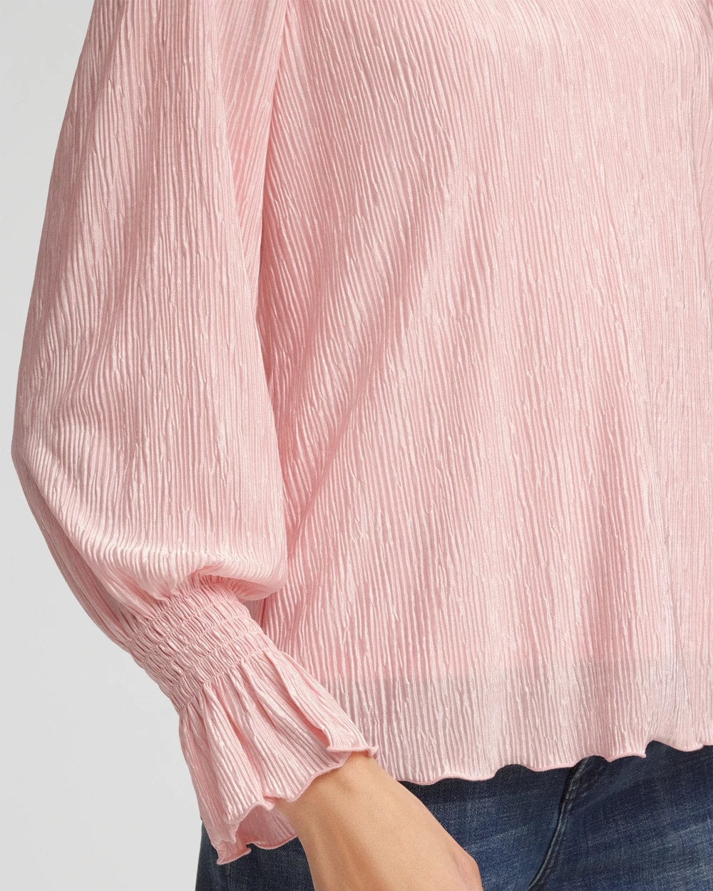 Chico's Women | Crinkle Bodre Voop Neck Top BLUSHED