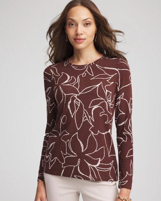 Chico's Women | Floral Touch of Cool™ Layering Tee CACAO