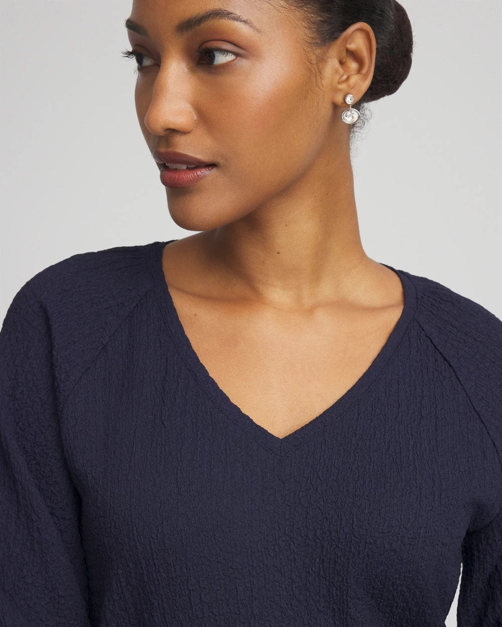 Chico's Women | Textured Raglan V-Neck Top PASSPORT BLUE