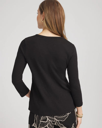 Chico's Women | Cotton Slub Henley Shirt BLACK