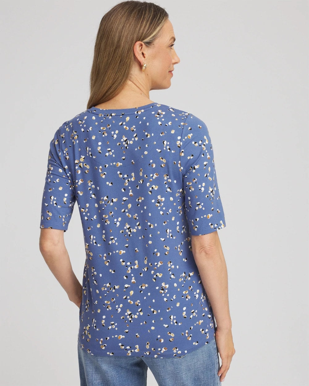 Chico's Women | Printed Elbow Sleeve Tee BLUE LOTUS
